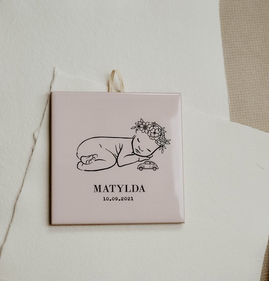 Chrzest - inne Kafle ceramiczne - personalizowana metryczka dla dziecka
