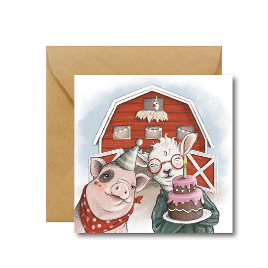 kartki okolicznościowe - wydruki Kartka urodzinowa z kopertą - Farma