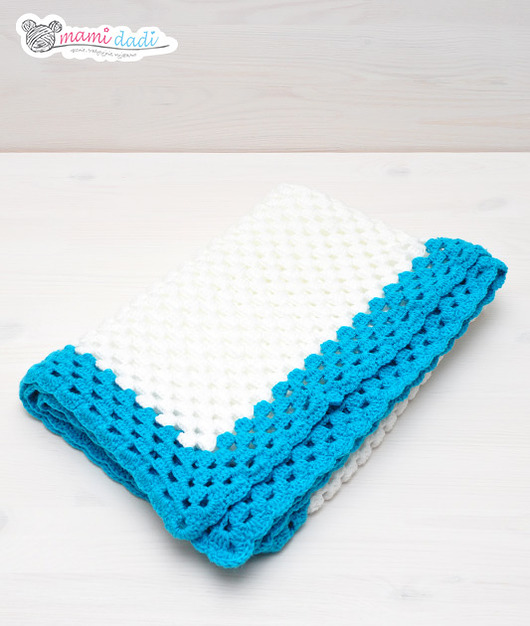 kocyk dziecięcy biało-tukusowy - hand made Mamidadi