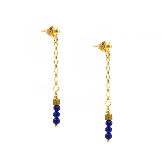 kolczyki pozłacane Eleganckie, długie kolczyki, pozłacane srebro 925, lapis lazuli