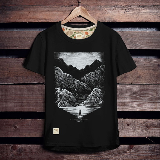 t-shirty męskie Koszulka męska GÓRY i CZŁOWIEK czarna