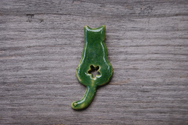 magnesy Ceramiczny magnes kot zielony