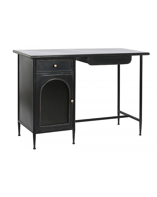 biurka Biurko Metalowe ze Szkłem Crystal Noir