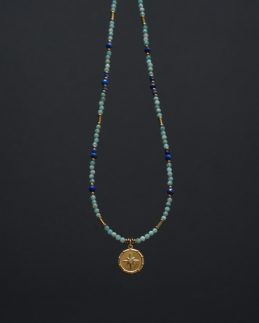 chokery Delikatny naszyjnik z amazonitu i lapisu lazuli