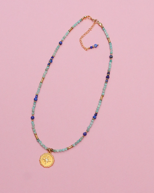 chokery Delikatny naszyjnik z amazonitu i lapisu lazuli