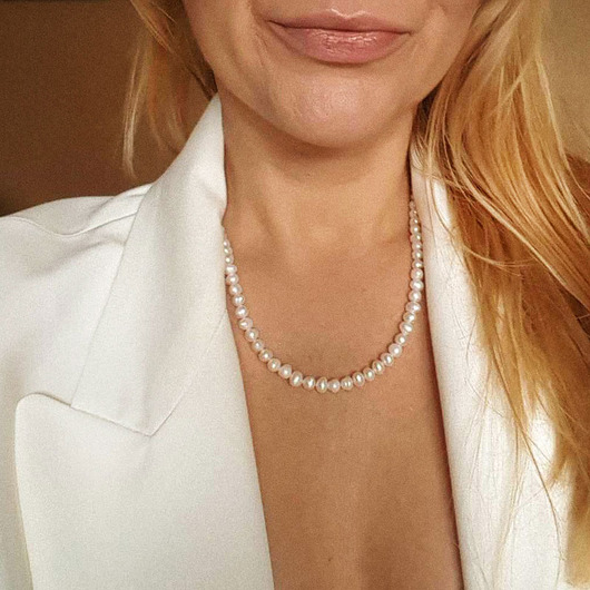 chokery Naszyjnik z pereł naturalnych classy