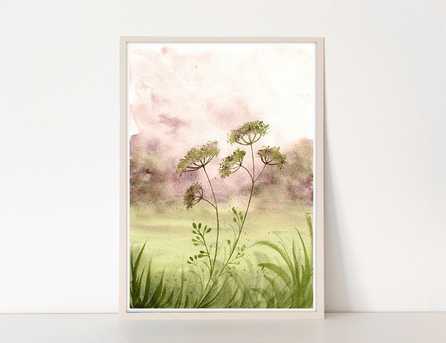 obrazy Oryginalna akwarela. Łąka  A4