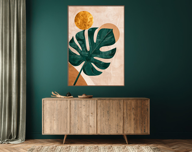 plakaty Liście monstery - Plakat, druk - Chiński Orient, Harmonia Zen, Wabi Sabi #129