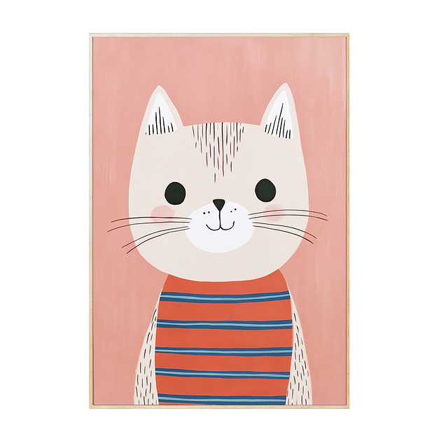 obrazy i plakaty do pokoju dziecięcego Plakat kolorowy dla dzieci różowy kotek kot