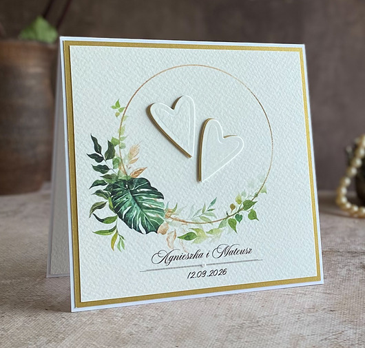 zaproszenia i kartki na ślub Kartka ślubna w ozdobnej kopercie, W 45c