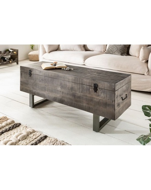 stoliki kawowe Stolik Kawowy Skrzynia Drewniana Madera Szara 115 cm