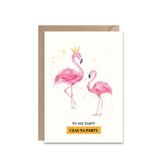Imprezowa kartka z flamingami Paperwords