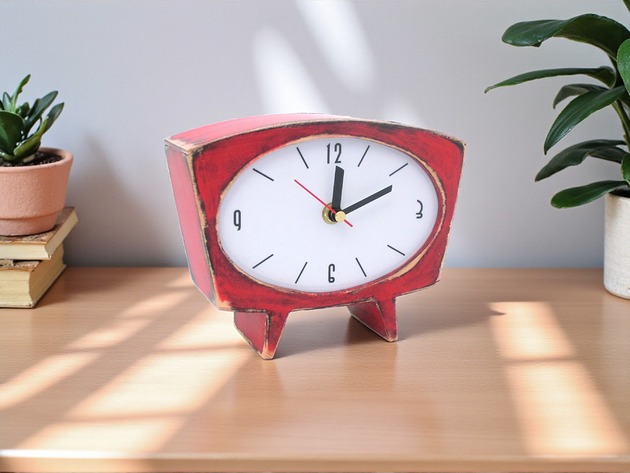 zegary Cichy zegar drewnianystojący - Czerwony