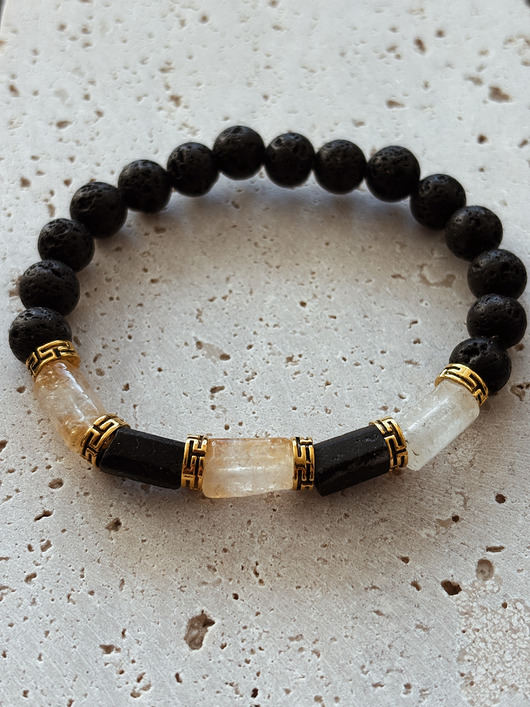 biżuteria męska Bransoletka męska Cytryn i Turmalin