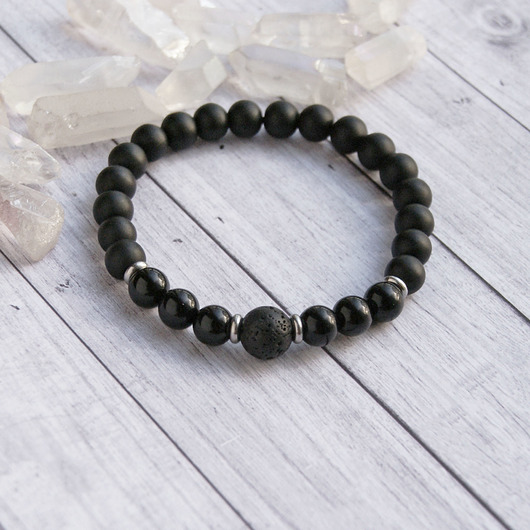 biżuteria męska Onyks & lawa : męska bransoletka