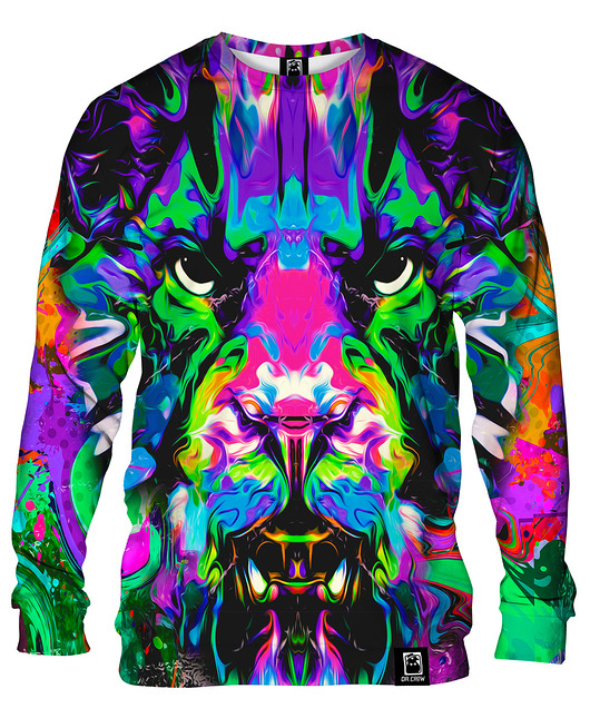bluzy męskie Bluza Bez Kaptura Męska DR.CROW Lew Tiger