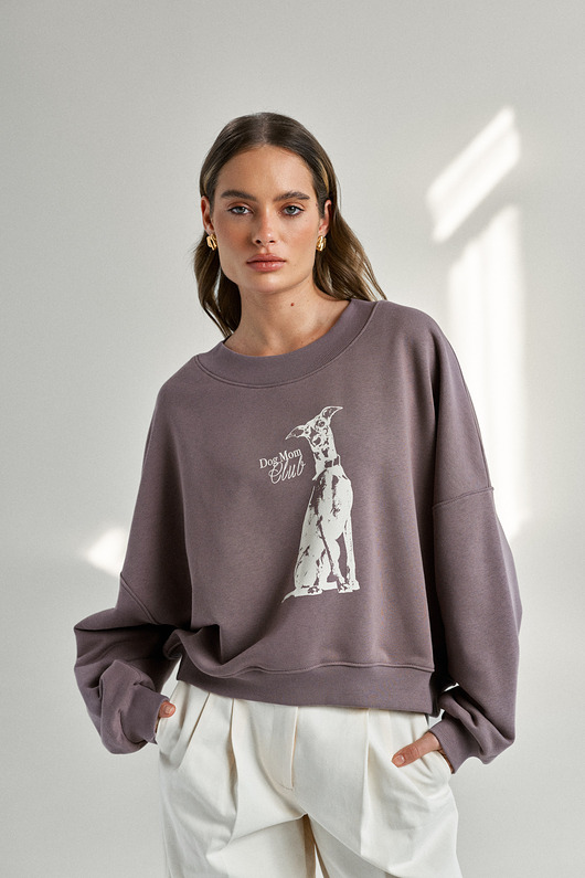 bluza bez kaptura damska Bluza Fibi Lila - Dog Mom Club