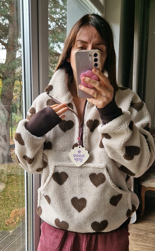 bluza bez kaptura damska Bluza z polaru Hearts
