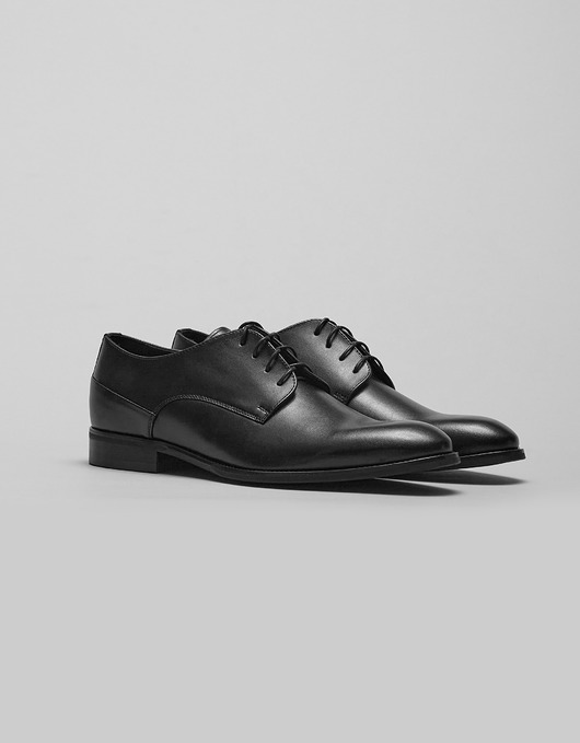 buty męskie Czarne eleganckie buty sznurowane b015