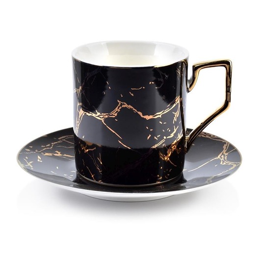 Filiżanka Porcelanowa Marble Gold Black MIA home