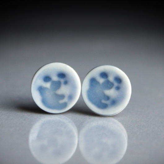 kolczyki ceramiczne FULL MOON 11mm/stal chirurgiczna/