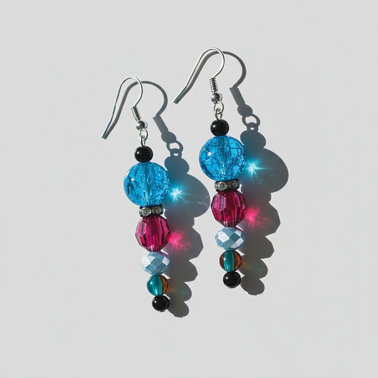 kolczyki - inne Kolorowe kolczyki sople z koralików