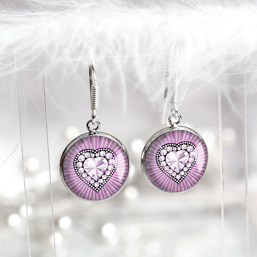 kolczyki srebrne DIAMOND HEARTS - ŚLICZNE DELIKATNE kolczyki srebrne bigle