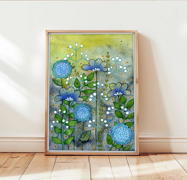 obrazy Oryginalna akwarela. Łąka  A4