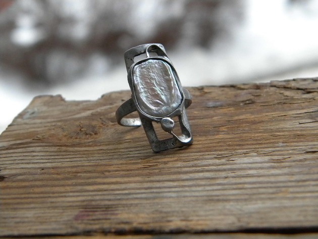 pierścionki - różne Biała perła   - pierścionek