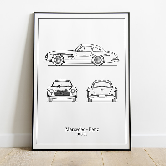 Plakat Legendy Motoryzacji - Mercedes 300 SL Peszkowski Graphic