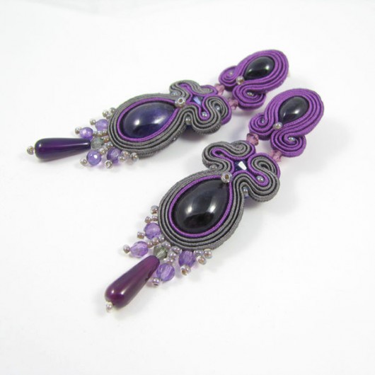 Sensuell soutache - szarości i fiolety PiLLow Design