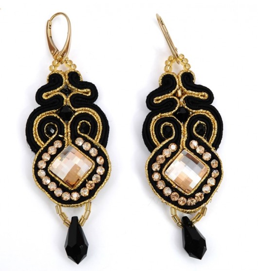 Kolczyki sutaszowe Black&Gold II EDYTA TOBIASZ