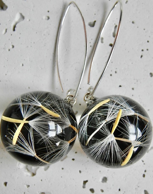 Kolczyki srebrne z nasionami dmuchawca Grol Jewellery