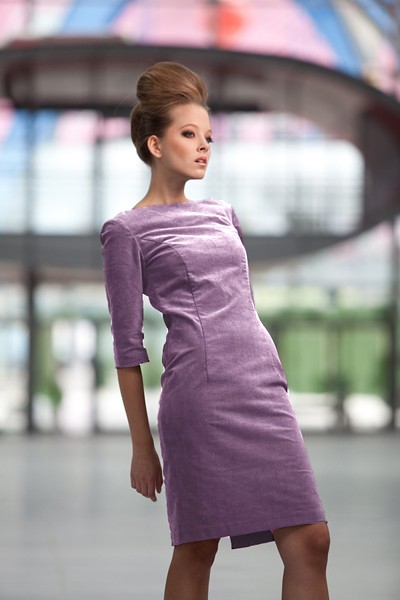Velour dress 38, pastelowy fiolet- lila Kasia Zapała