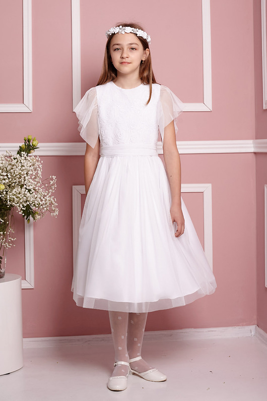 sukienki komunijne Biała strojna sukienka dziewczęca Sylvia - Al-Da for girls