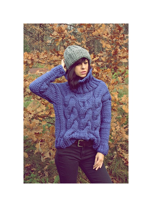 swetry damskie Ręcznie robiony sweter z wełną grube warkocze ARTISANAL HANDMADE