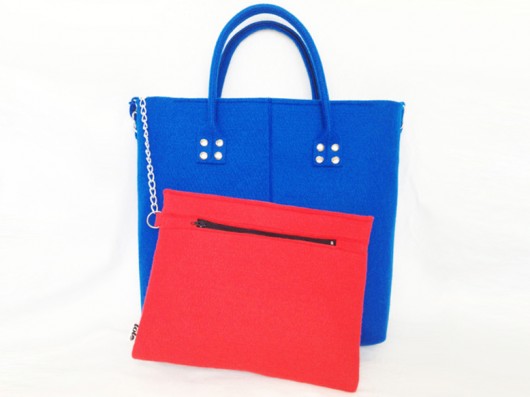GlamFelt -torba do ręki 2w1 kobaltowo czerwona Totostyle