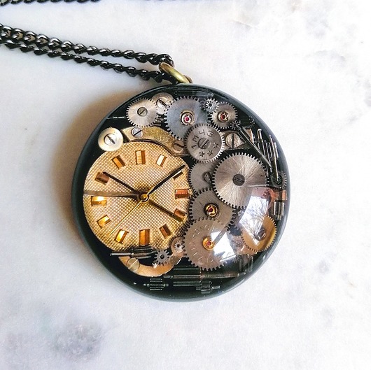 PRECIOUS TIME VI - NASZYJNIK STEAMPUNK - Unikat DROBINY CZASU