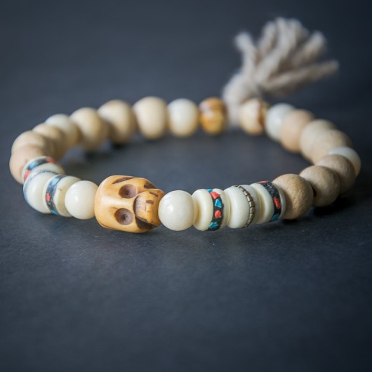 LADAKH bransoletka CZASZKA Z KOŚCI JAKA I WOŁU NOMAD ACCESSORIES