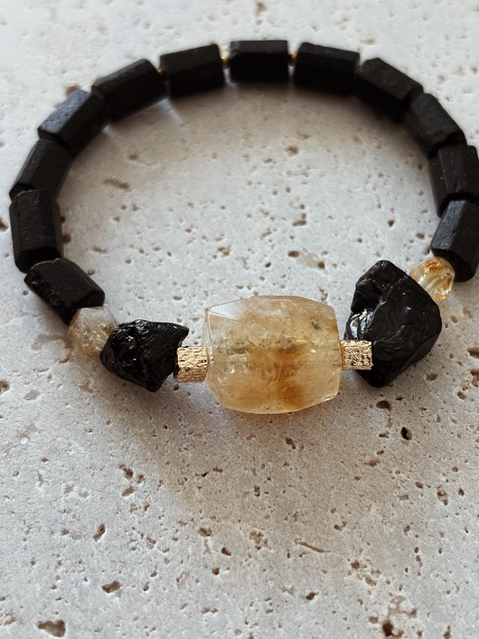 biżuteria męska Bransoletka męska Cytryn i Turmalin