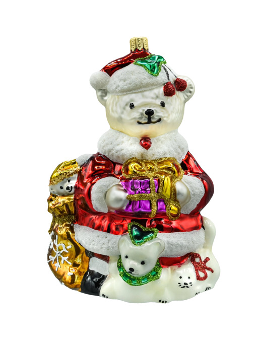 bombki Bombka choinkowa: Mikołajowy Miś z Prezentami