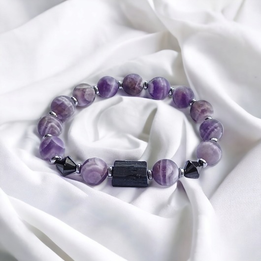 bransoletki z kamieni naturalnych Harmonia & ochrona : ametyst & turmalin