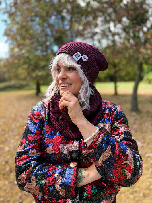 czapki damskie Luźna czapka z bawełny logo kolorowe Bordo