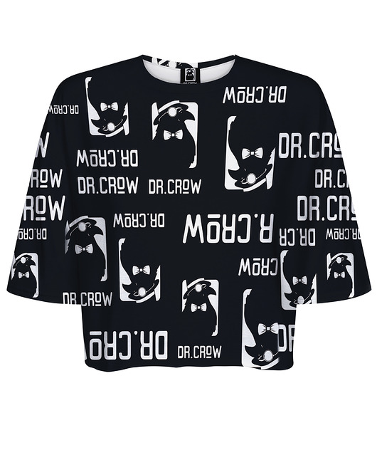t-shirt damskie DR.CROW T-shirt Krótki CROP Logo Czarna