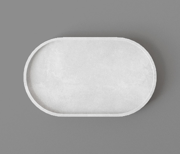 deski do krojenia i tace Taca betonowa owalna biała 15x25 cm