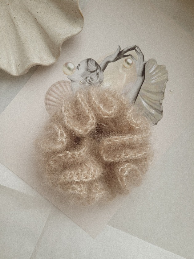 gumki do włosów Scrunchie moherowe mini handmade  Beż