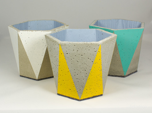 Doniczka/osłonka z betonu triangles zestaw 3 szt Betodeco