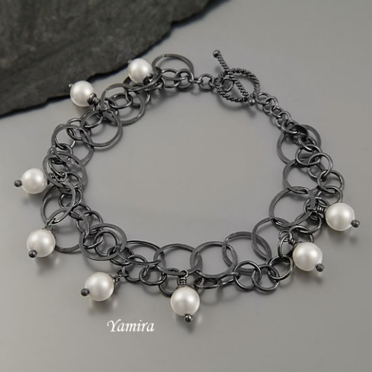 perły kryształ Swarovski White exclusive - bransoletka yamira