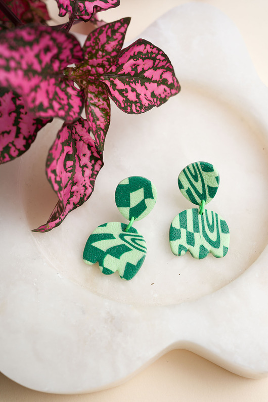 kolczyki z masy plastycznej Wiszące kolczyki sztyfty MINI