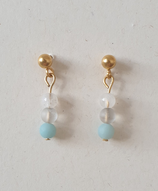 kolczyki z kamieniami Kolczyki DROPSY MINI kamień księżycowy, kwarc dymny, amazonit